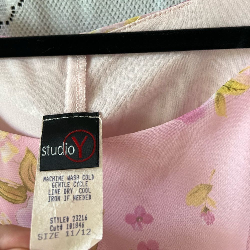 Vintage 90s Studio Y Sheer Slip Lined Floral Cottagecore Fairycore MIDI Dress - Picture 9 of 12